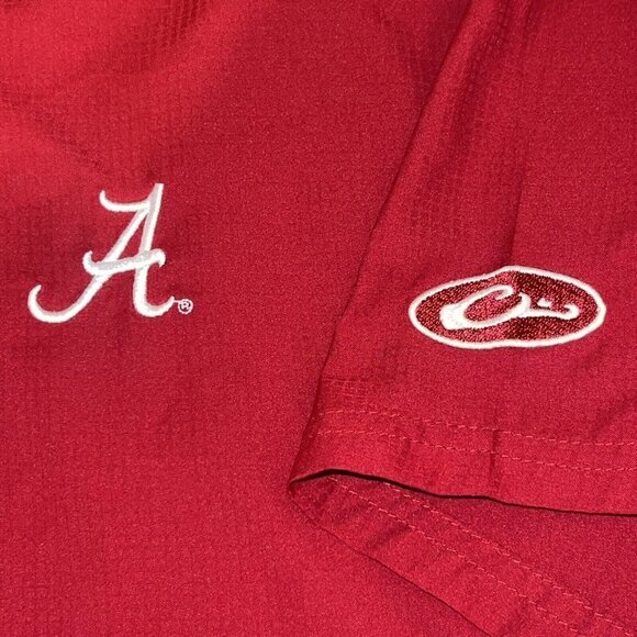 Drake Waterfowl Alabama Crimson Tide Shirt Small Red Vented Button Down Fishing - Picture 5 of 8